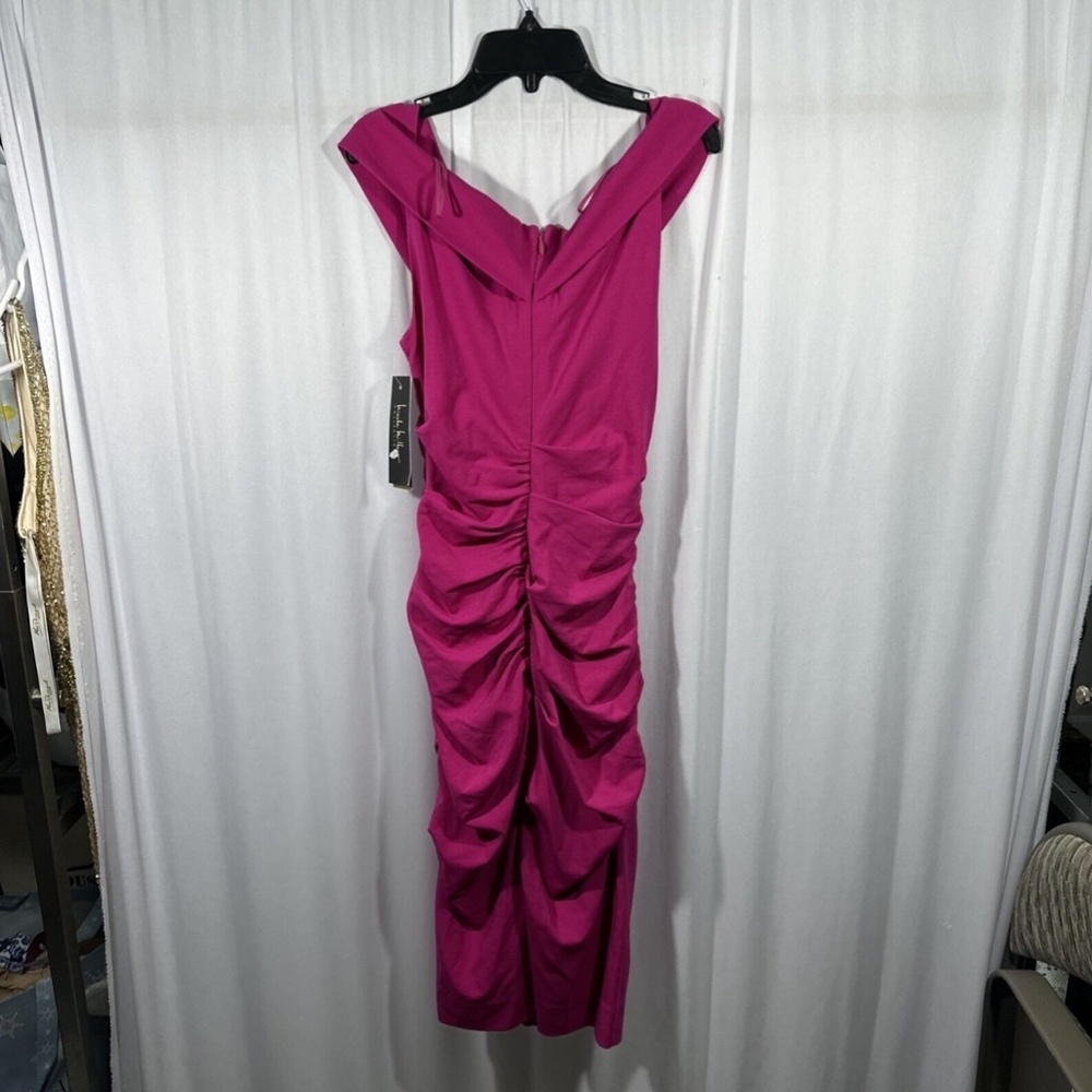 NWT‎ $385 Nicole Miller [ 4 ] Jersey Palazzo Off Shoulder Dress Very Berry - Picture 10 of 15